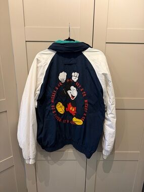 Vintage Mickey Mouse Colorblock Windbreaker - Navy, White, Red, Yellow
